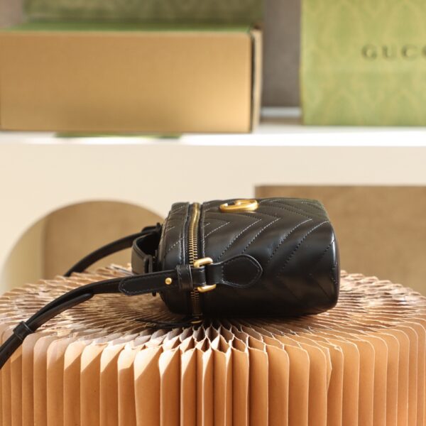 GG Marmont Mini Top Handle Bag-Black#672253