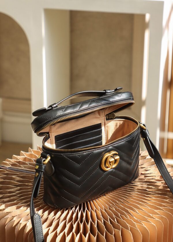 GG Marmont Mini Top Handle Bag-Black#672253
