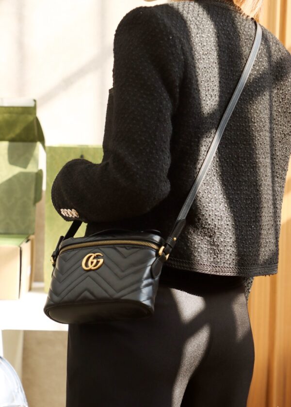 GG Marmont Mini Top Handle Bag-Black#672253