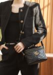 GG Marmont Mini Top Handle Bag-Black#672253