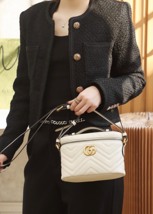 GG Marmont Mini Top Handle Bag-White#672253