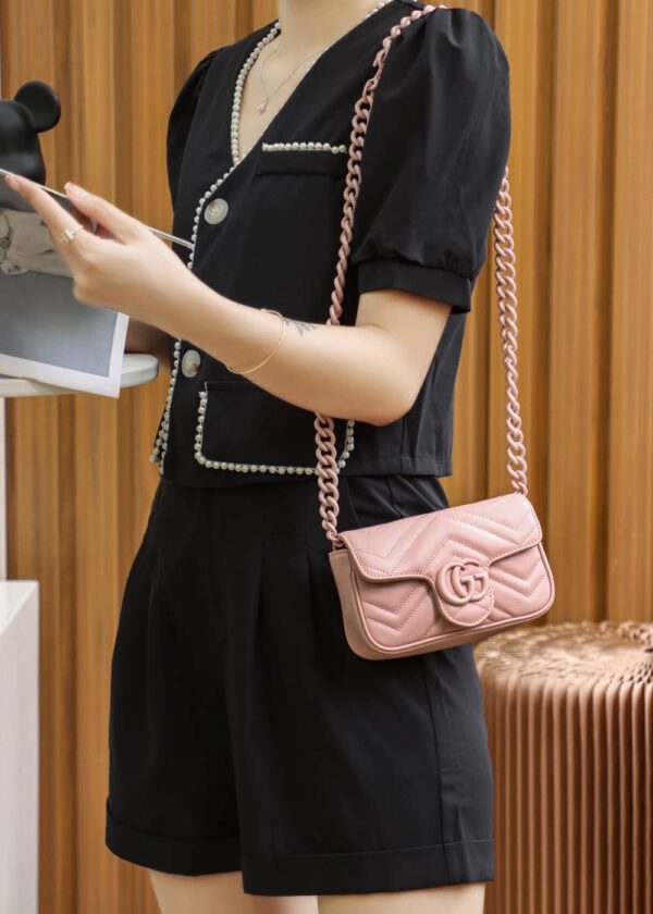 GG Marmont Leather Belt Bag-Pink #699757