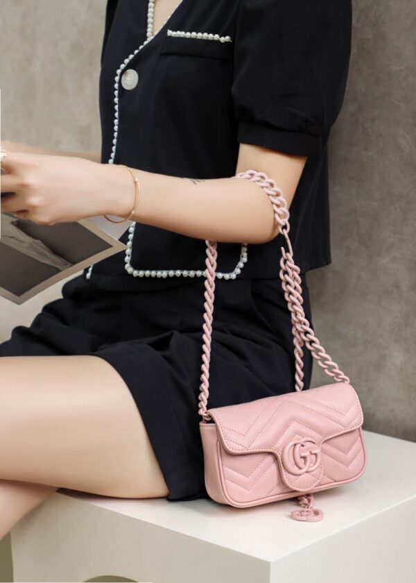 GG Marmont Leather Belt Bag-Pink #699757