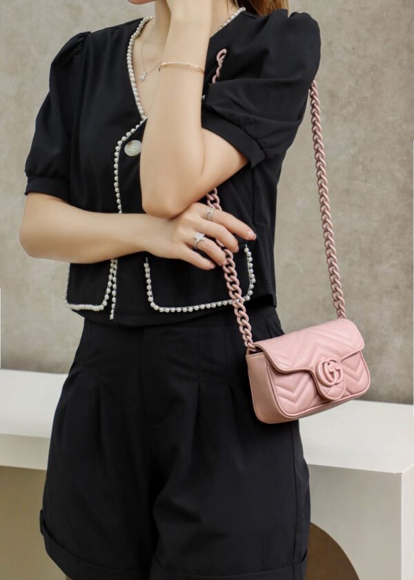 GG Marmont Leather Belt Bag-Pink #699757