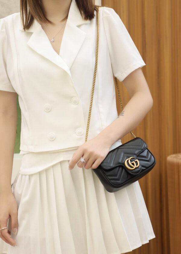 GG Marmont Matelasse Leather Super Mini Bag-Black #476433