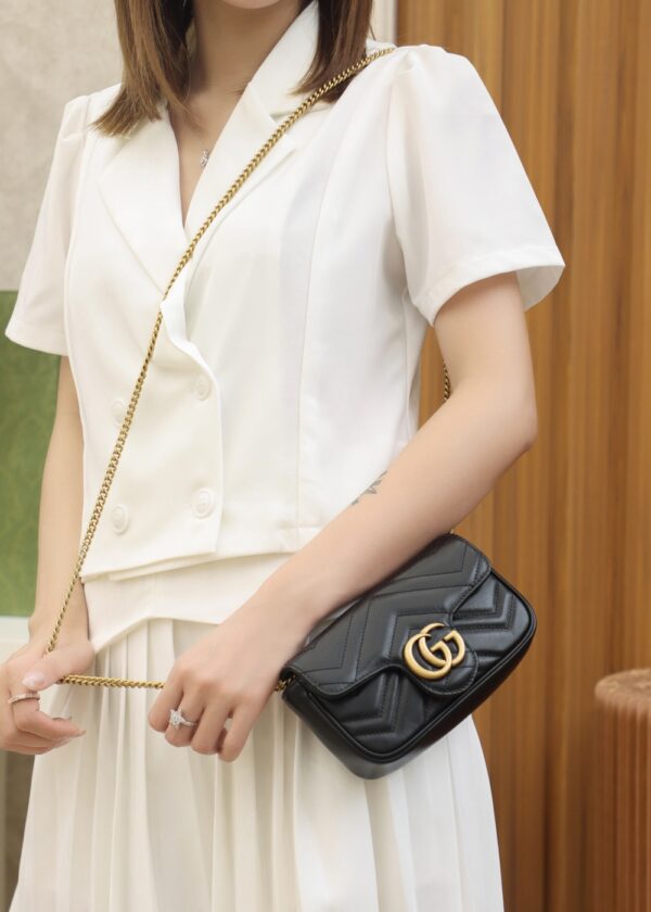 GG Marmont Matelasse Leather Super Mini Bag-Black #476433