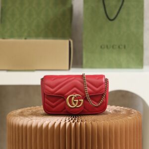 GG Marmont Matelasse Leather Super Mini Bag-Red #476433
