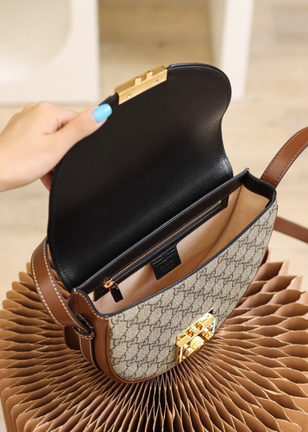 GG Supreme Monogram Calfskin Small Padlock Messenger Shoulder Bag #644524