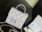 Mini Bag with Chain Lambskin Gold Black #AP2682