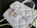 Mini Bag with Chain Lambskin Gold Black #AP2682