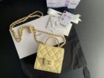 Mini Bag with Chain Lambskin Gold Black #AP2682