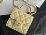 Mini Bag with Chain Lambskin Gold Black #AP2682