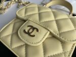 Mini Bag with Chain Lambskin Gold Black #AP2682