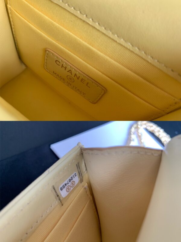 Mini Bag with Chain Lambskin Gold Black #AP2682