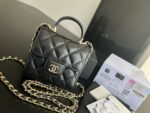 Mini Bag with Chain Lambskin Gold Black #AP2682