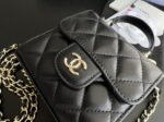 Mini Bag with Chain Lambskin Gold Black #AP2682