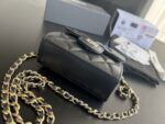 Mini Bag with Chain Lambskin Gold Black #AP2682