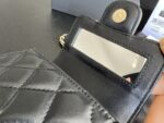 Mini Bag with Chain Lambskin Gold Black #AP2682
