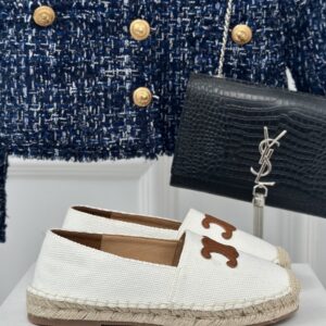 LES ESPADRILLES CELINE IN STRIPED CANVAS & EMBROIDERED PATCH