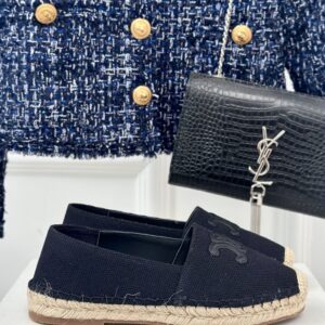 LES ESPADRILLES CELINE IN STRIPED CANVAS & EMBROIDERED PATCH