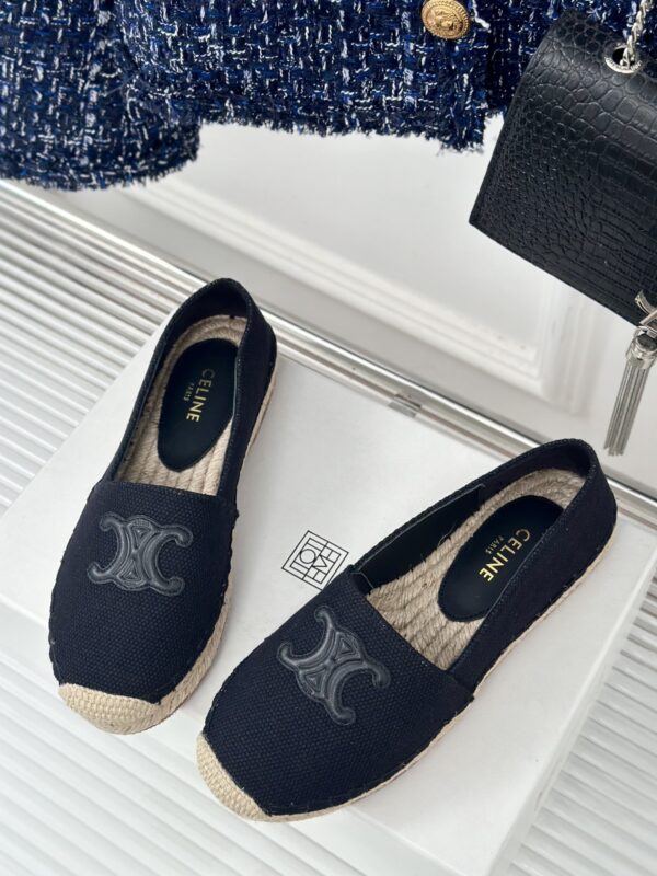LES ESPADRILLES CELINE IN STRIPED CANVAS & EMBROIDERED PATCH