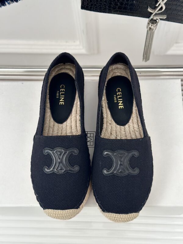 LES ESPADRILLES CELINE IN STRIPED CANVAS & EMBROIDERED PATCH