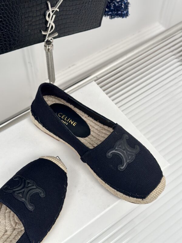 LES ESPADRILLES CELINE IN STRIPED CANVAS & EMBROIDERED PATCH