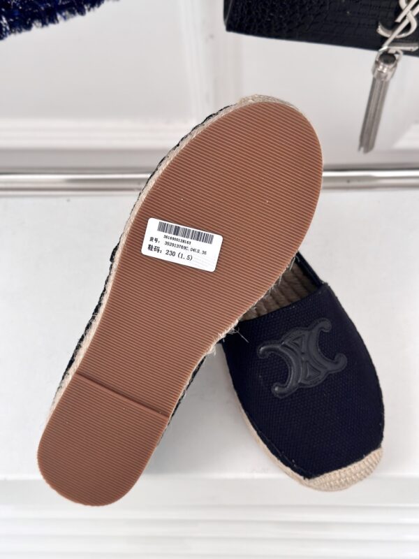 LES ESPADRILLES CELINE IN STRIPED CANVAS & EMBROIDERED PATCH