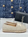 LES ESPADRILLES CELINE IN STRIPED CANVAS & EMBROIDERED PATCH