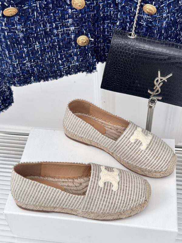 LES ESPADRILLES CELINE IN STRIPED CANVAS & EMBROIDERED PATCH
