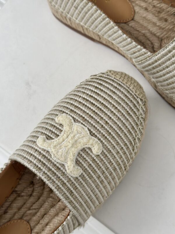 LES ESPADRILLES CELINE IN STRIPED CANVAS & EMBROIDERED PATCH