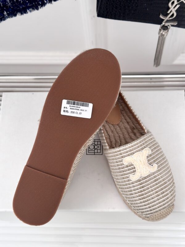 LES ESPADRILLES CELINE IN STRIPED CANVAS & EMBROIDERED PATCH