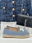 LES ESPADRILLES CELINE IN STRIPED CANVAS & EMBROIDERED PATCH