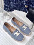 LES ESPADRILLES CELINE IN STRIPED CANVAS & EMBROIDERED PATCH