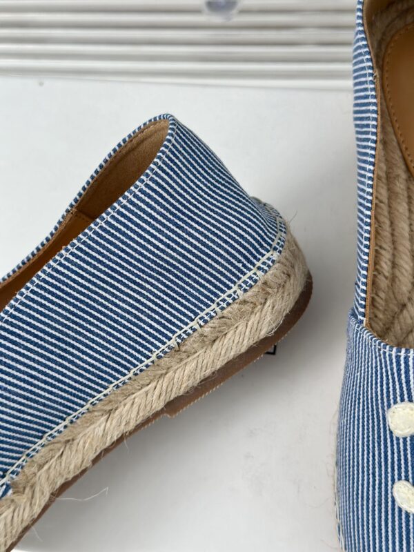 LES ESPADRILLES CELINE IN STRIPED CANVAS & EMBROIDERED PATCH