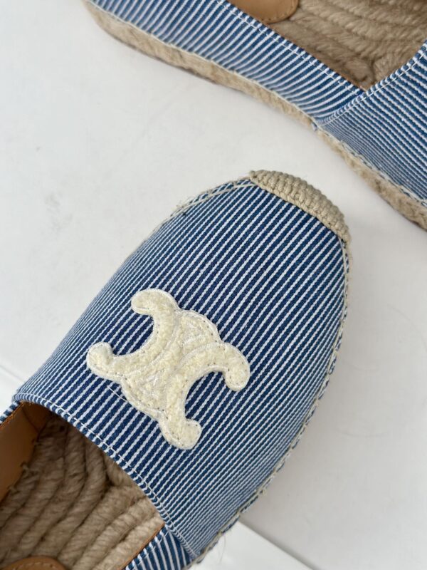LES ESPADRILLES CELINE IN STRIPED CANVAS & EMBROIDERED PATCH