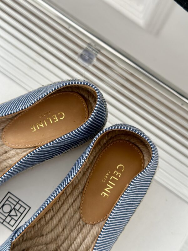 LES ESPADRILLES CELINE IN STRIPED CANVAS & EMBROIDERED PATCH