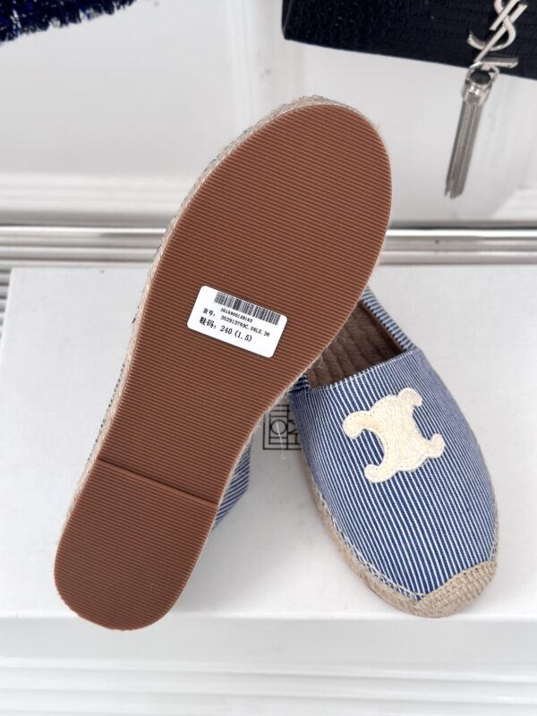 LES ESPADRILLES CELINE IN STRIPED CANVAS & EMBROIDERED PATCH