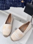 LES ESPADRILLES CELINE IN STRIPED CANVAS & EMBROIDERED PATCH