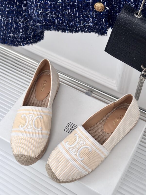 LES ESPADRILLES CELINE IN STRIPED CANVAS & EMBROIDERED PATCH