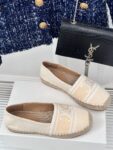 LES ESPADRILLES CELINE IN STRIPED CANVAS & EMBROIDERED PATCH
