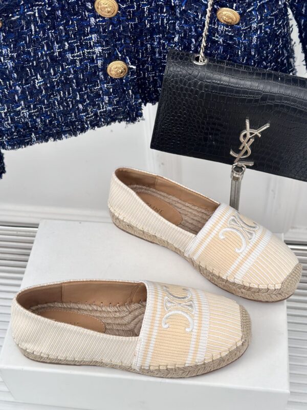 LES ESPADRILLES CELINE IN STRIPED CANVAS & EMBROIDERED PATCH