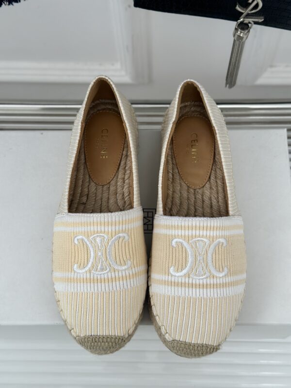 LES ESPADRILLES CELINE IN STRIPED CANVAS & EMBROIDERED PATCH