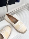 LES ESPADRILLES CELINE IN STRIPED CANVAS & EMBROIDERED PATCH