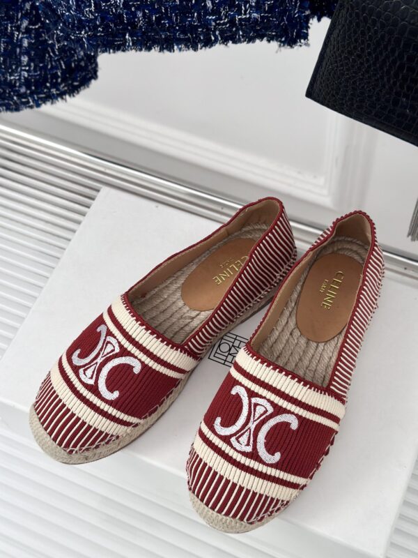 LES ESPADRILLES CELINE IN STRIPED CANVAS & EMBROIDERED PATCH
