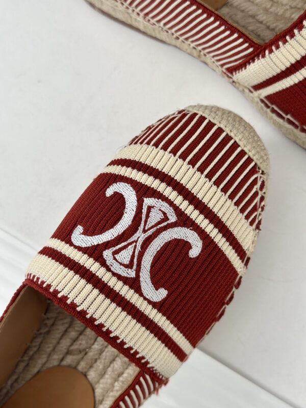 LES ESPADRILLES CELINE IN STRIPED CANVAS & EMBROIDERED PATCH