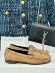 CELINE LUCO LOAFER WITH FRINGES IN SUEDE CALFSKIN CARAMEL