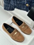 CELINE LUCO LOAFER WITH FRINGES IN SUEDE CALFSKIN CARAMEL