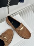 CELINE LUCO LOAFER WITH FRINGES IN SUEDE CALFSKIN CARAMEL