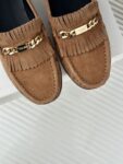 CELINE LUCO LOAFER WITH FRINGES IN SUEDE CALFSKIN CARAMEL